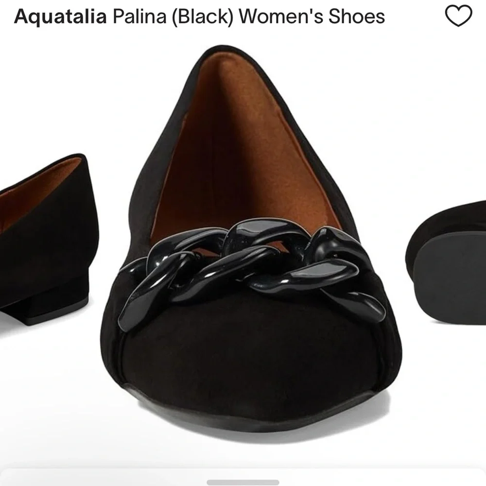 NWOT AQUATALIA PALINA SUEDE CHAIN BALLERINA FLATS IN BLACK SZ 8 - Picture 2 of 8
